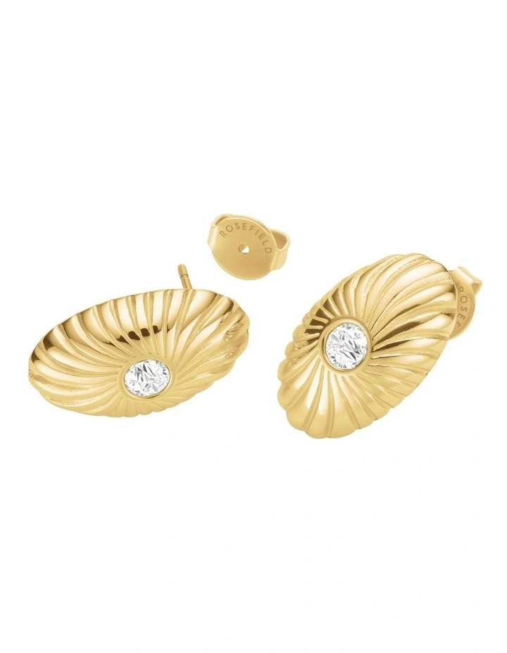 Bold Solitaire Textured Stud Earrings in Gold-Tone image 3