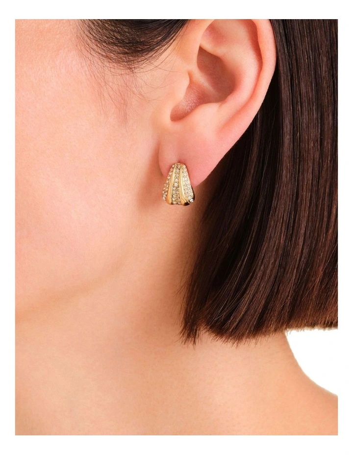 Pav Striped Stud Earrings in Gold-Tone image 2