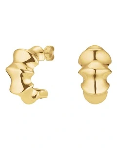 Statement Bamboo Hoop Earrings in Gold-Tone