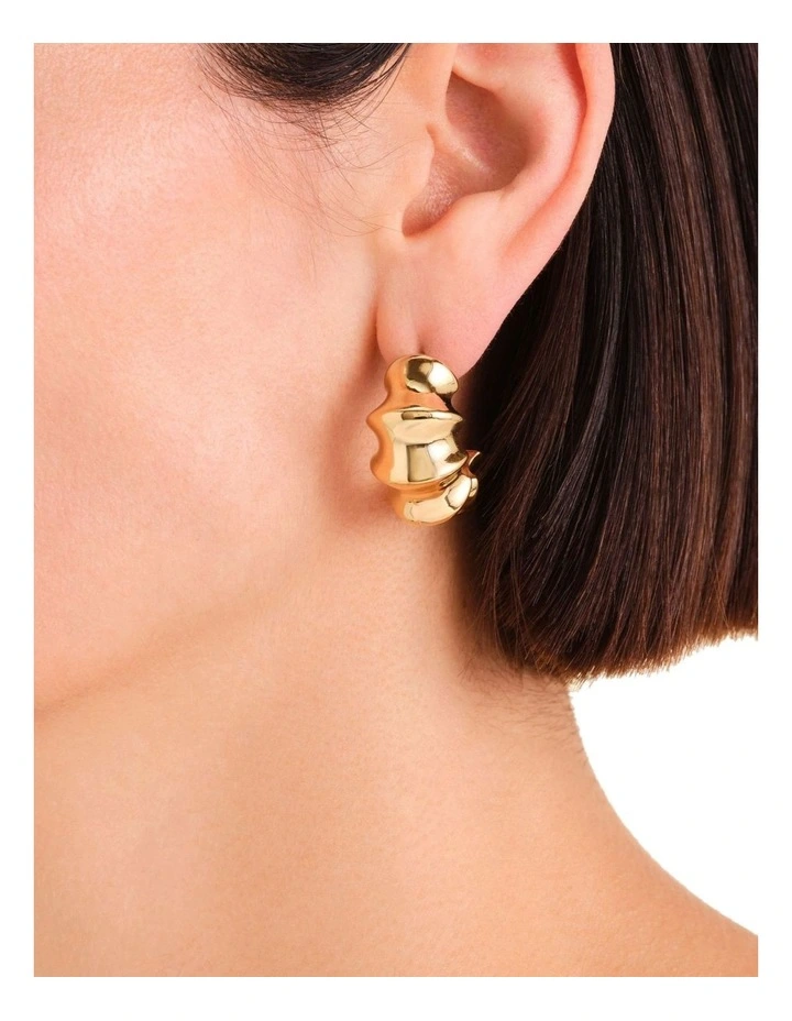 Statement Bamboo Hoop Earrings in Gold-Tone image 2