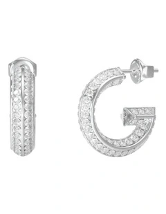 G Crystal Hoop Earrings in Silver