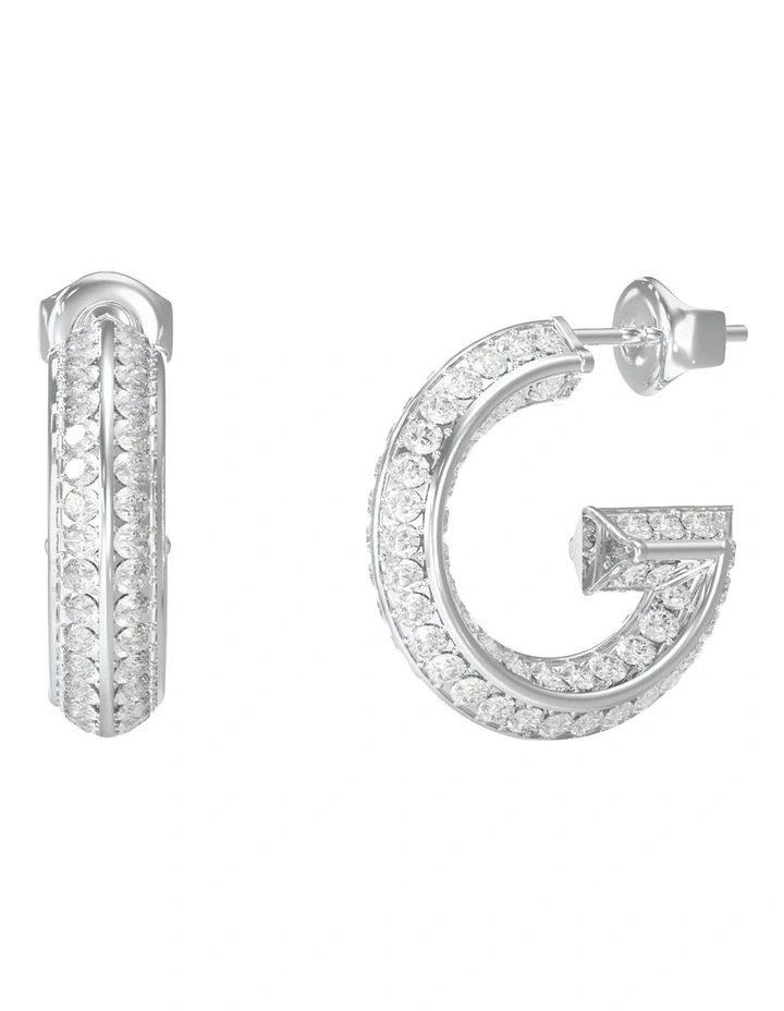 G Crystal Hoop Earrings in Silver image 1