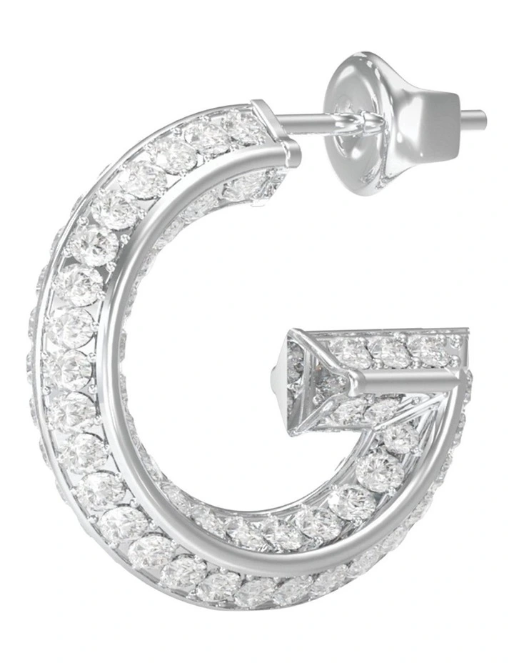 G Crystal Hoop Earrings in Silver image 2