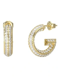 G Crystal Hoop Earrings in Gold