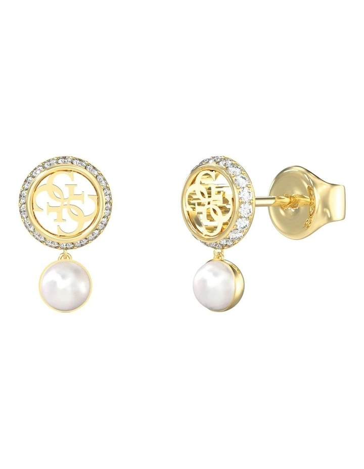 Tiny Pearly Stud Earrings in Gold image 1