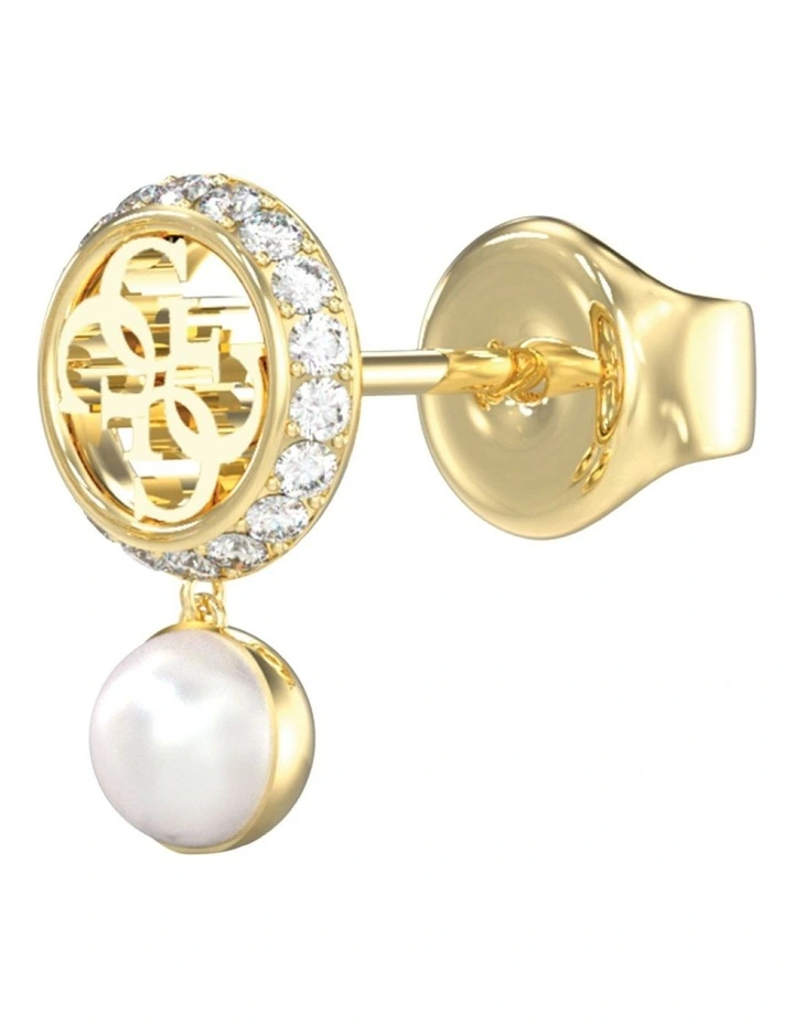Tiny Pearly Stud Earrings in Gold image 2