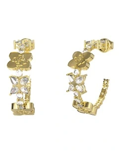 Wild Flower Hoop Earrings in Gold