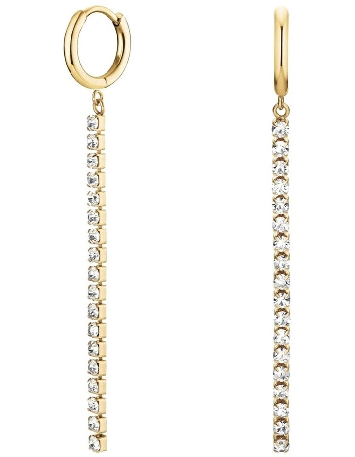 Tennis Crystal Clear Earrings in Gold-Tone image 1
