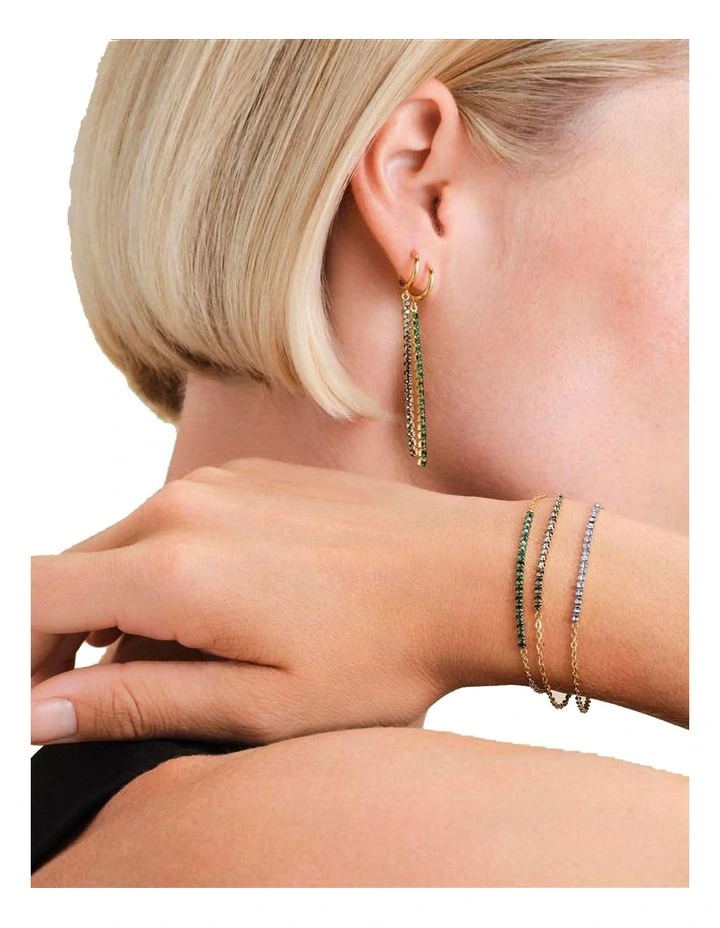 Tennis Crystal Clear Earrings in Gold-Tone image 3
