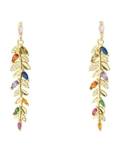 Mini Vine Leaf Drop Earrings in Multi