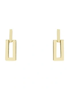 Mini Rectangular Stud Earrings in Gold