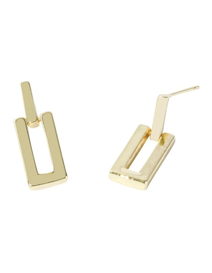Mini Rectangular Stud Earrings in Gold image 2