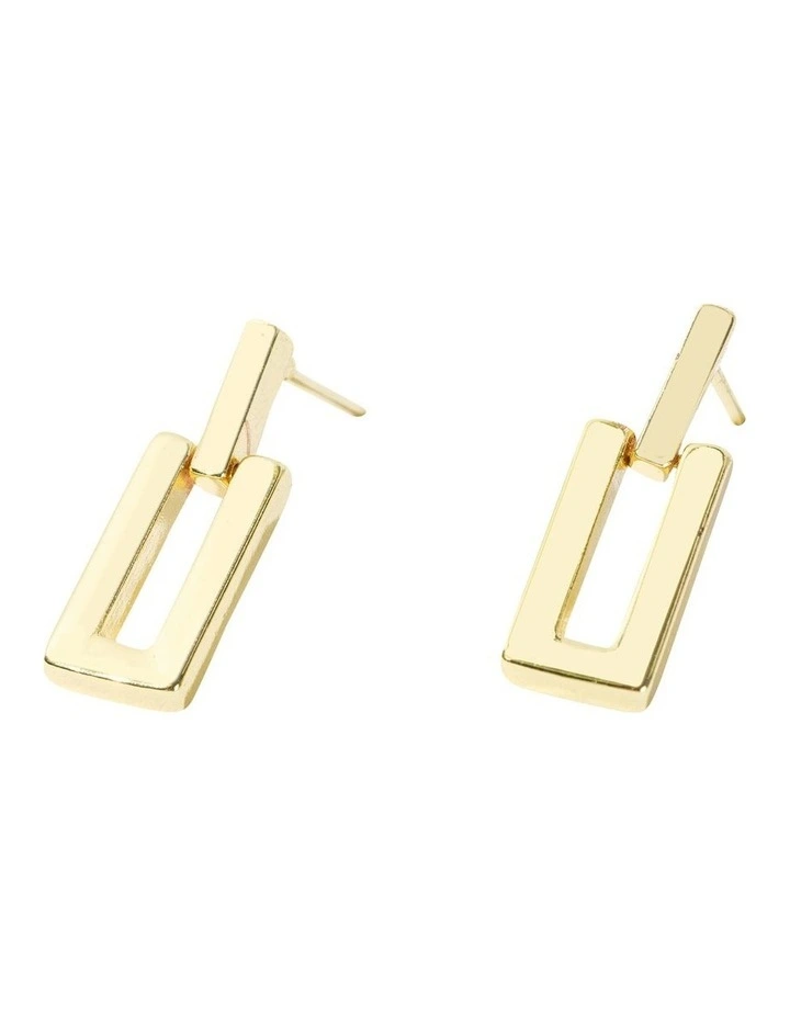 Mini Rectangular Stud Earrings in Gold image 3