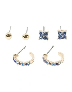 Floret Stud Earring Pack in Blue