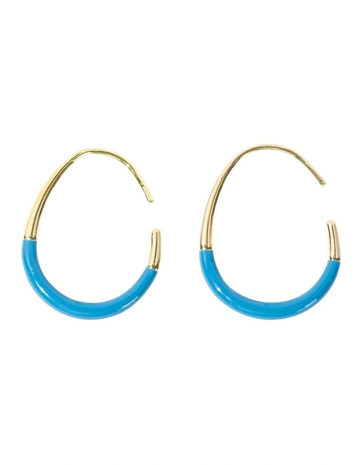 Sleek Enamel Hoop Earring in Blue image 1