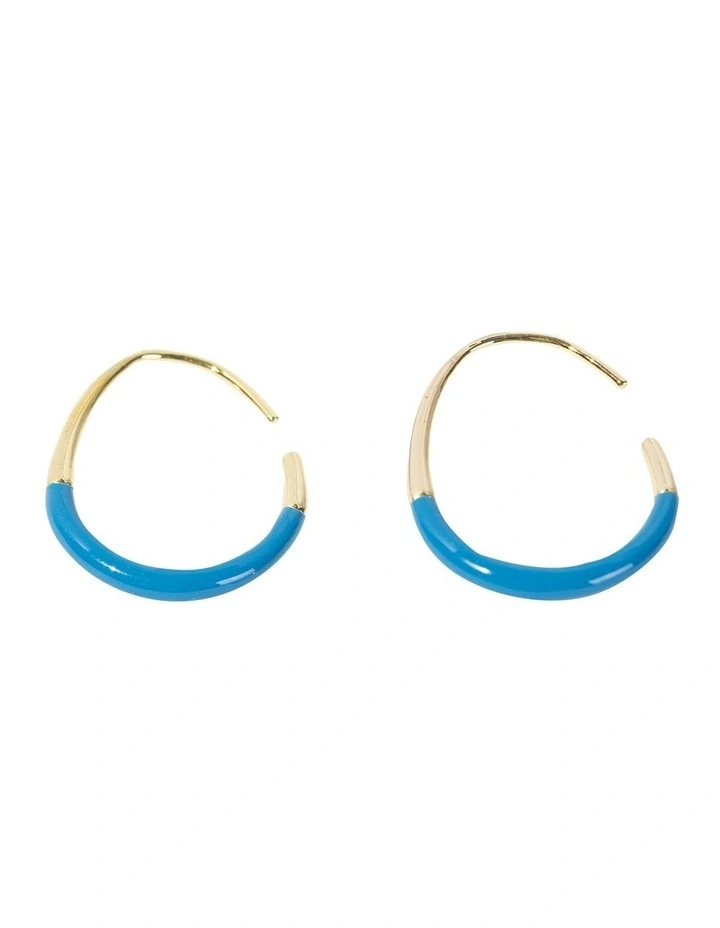 Sleek Enamel Hoop Earring in Blue image 2