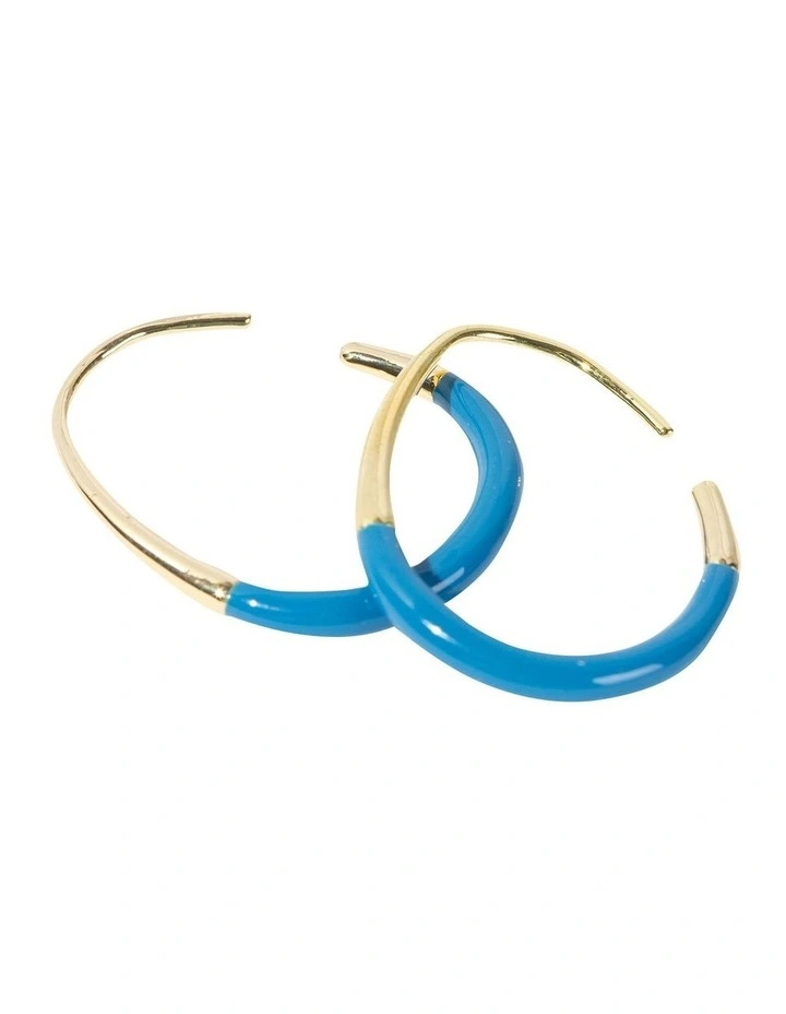 Sleek Enamel Hoop Earring in Blue image 3