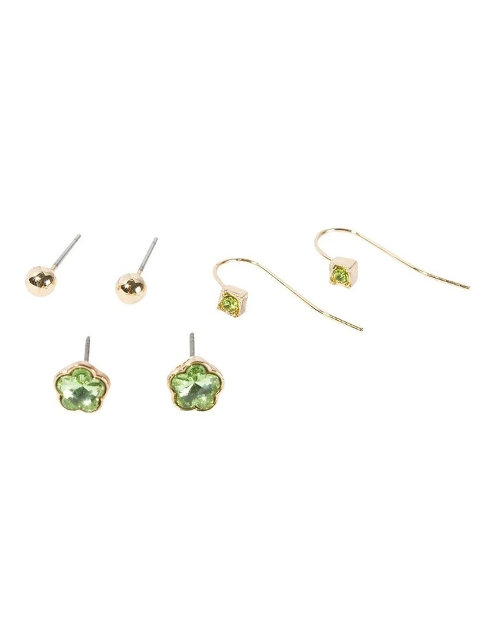 Fleur Stud Earring Pack in Green image 1