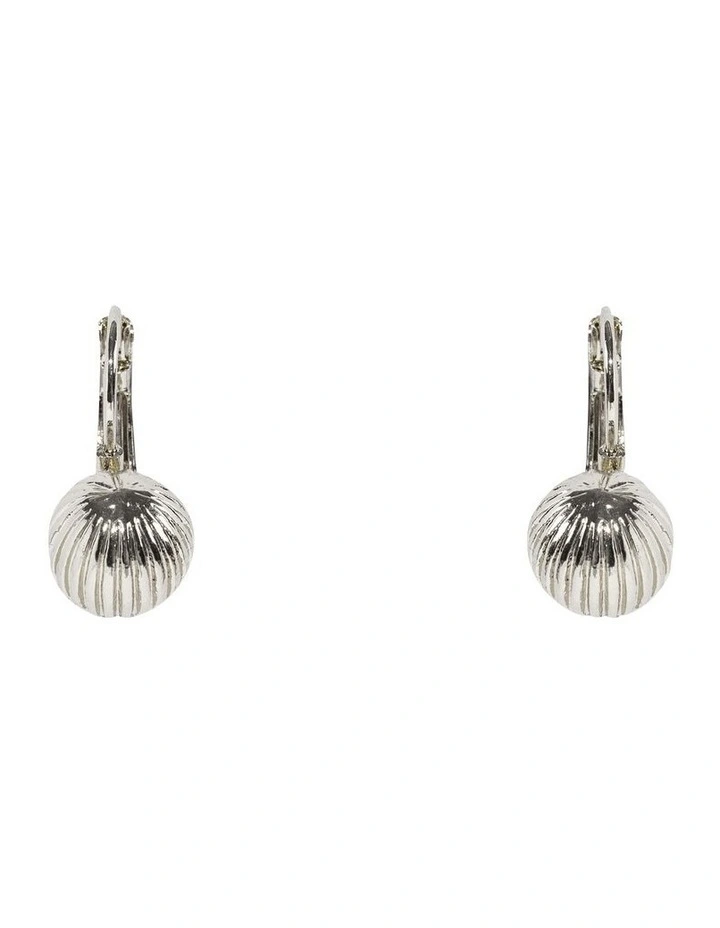 Textured Ball Drop Earrings in Silver image 1