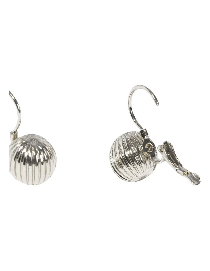 Textured Ball Drop Earrings in Silver image 3