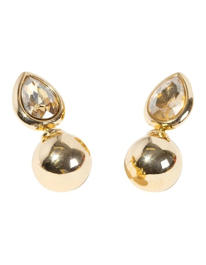 Refined Crystal Drop Earring in Gold image 2