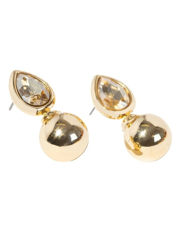 Refined Crystal Drop Earring in Gold image 3