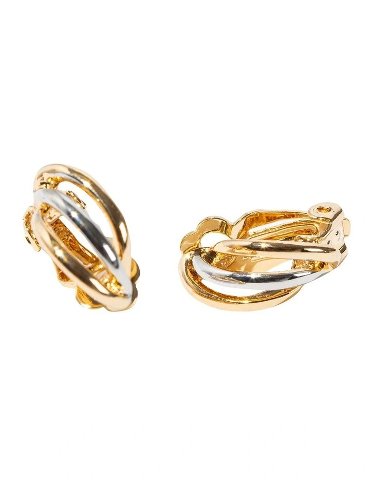 Intertwined Knot Clip On Earrings in Multi image 2