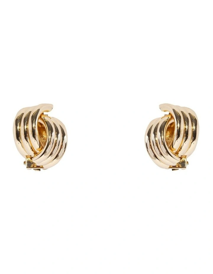 Weave Knot Clip On Earrings in Gold image 1