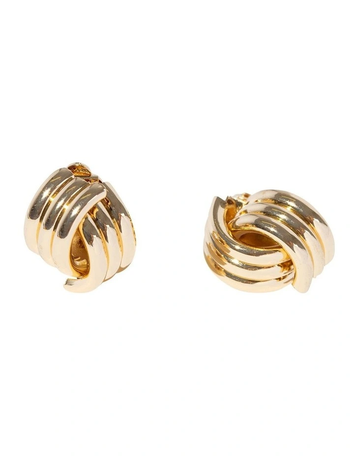 Weave Knot Clip On Earrings in Gold image 2