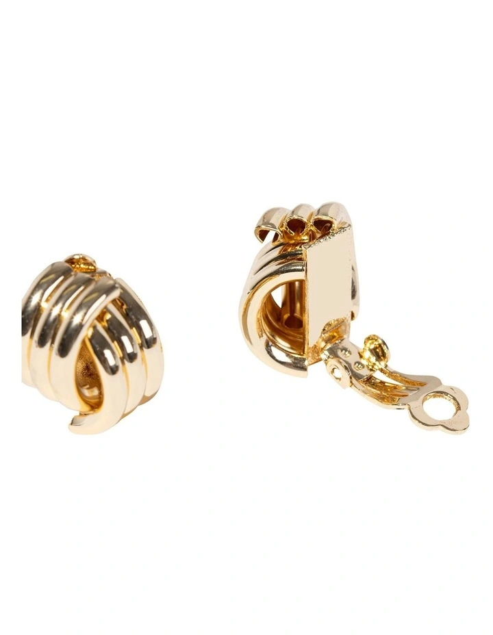 Weave Knot Clip On Earrings in Gold image 3