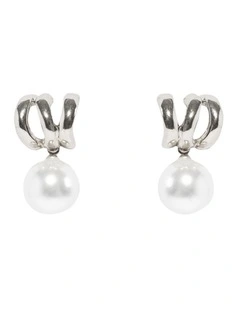 Illusion Pearl Drop Earrings in Silver