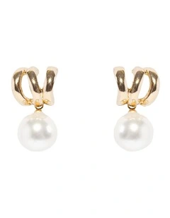 Illusion Pearl Drop Earrings in Gold
