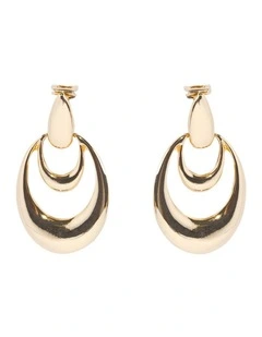 Orbit Drop Clip On Earrings in Gold