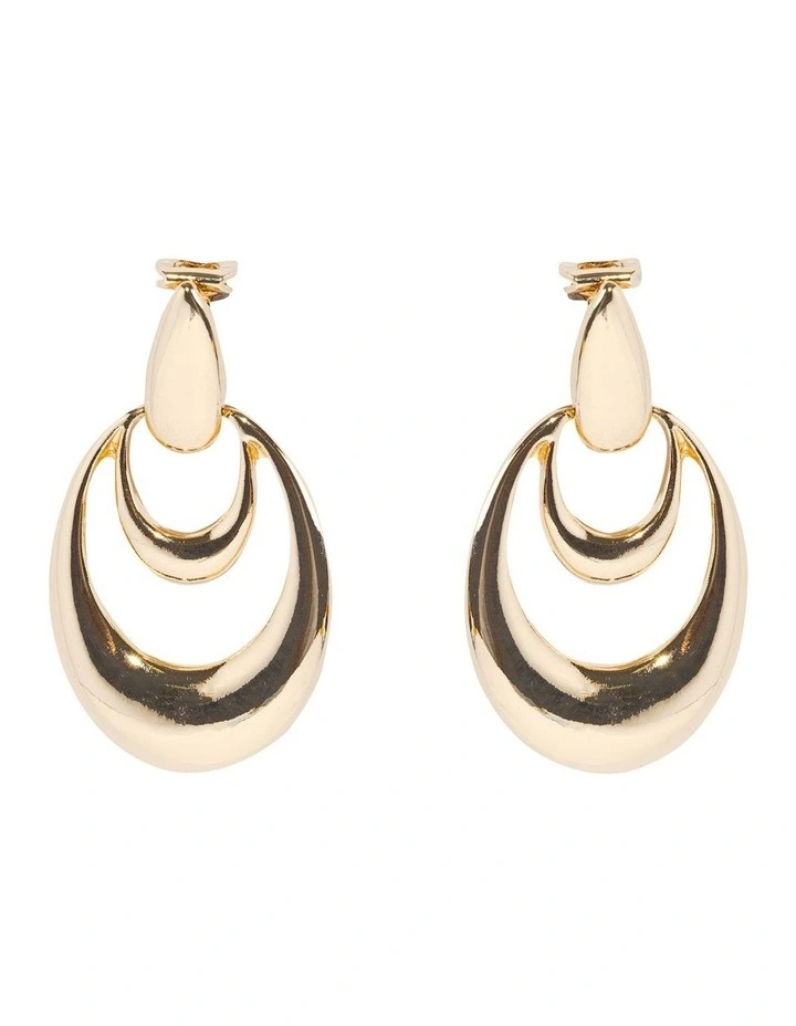 Orbit Drop Clip On Earrings in Gold image 1