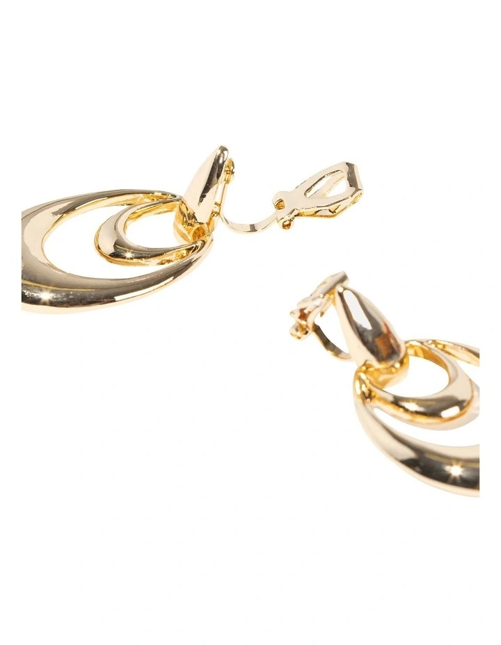 Orbit Drop Clip On Earrings in Gold image 3