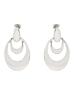 Orbit Drop Clip On Earrings in Silver