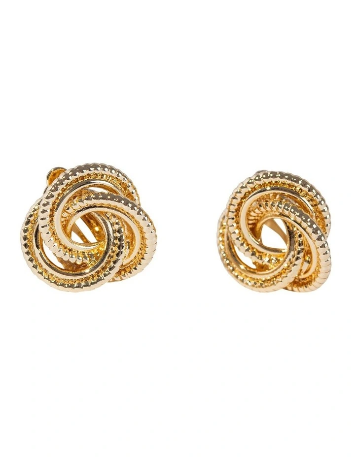 Dappled Knot Clip On Earrings in Gold image 2