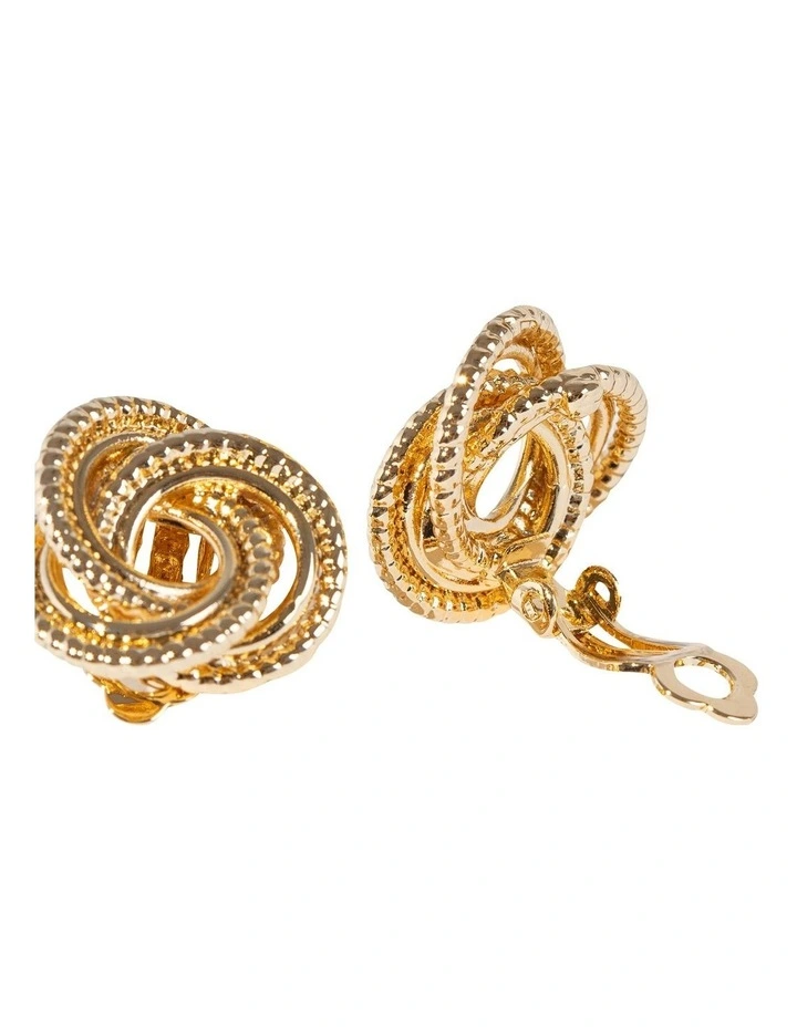 Dappled Knot Clip On Earrings in Gold image 3