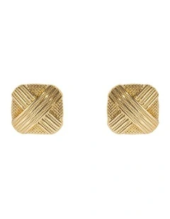 Cross Weave Stud Earrings in Gold