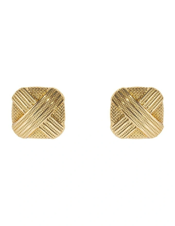 Cross Weave Stud Earrings in Gold image 1