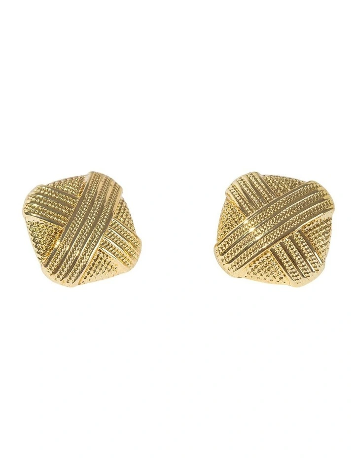 Cross Weave Stud Earrings in Gold image 2