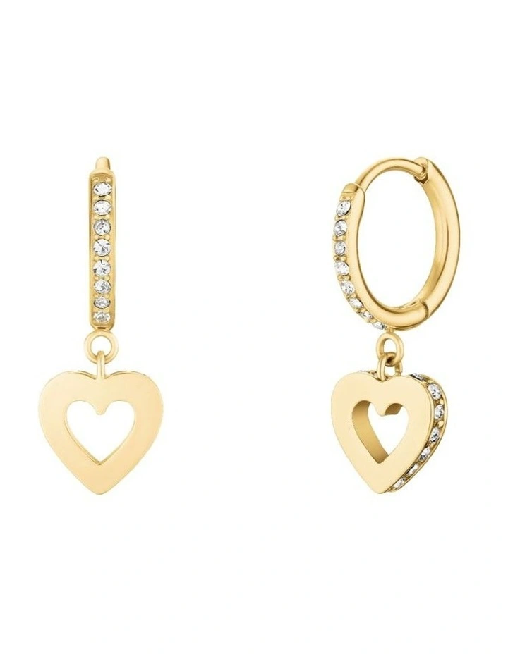 Hollow Heart Hoop Earrings in Gold-Tone image 1