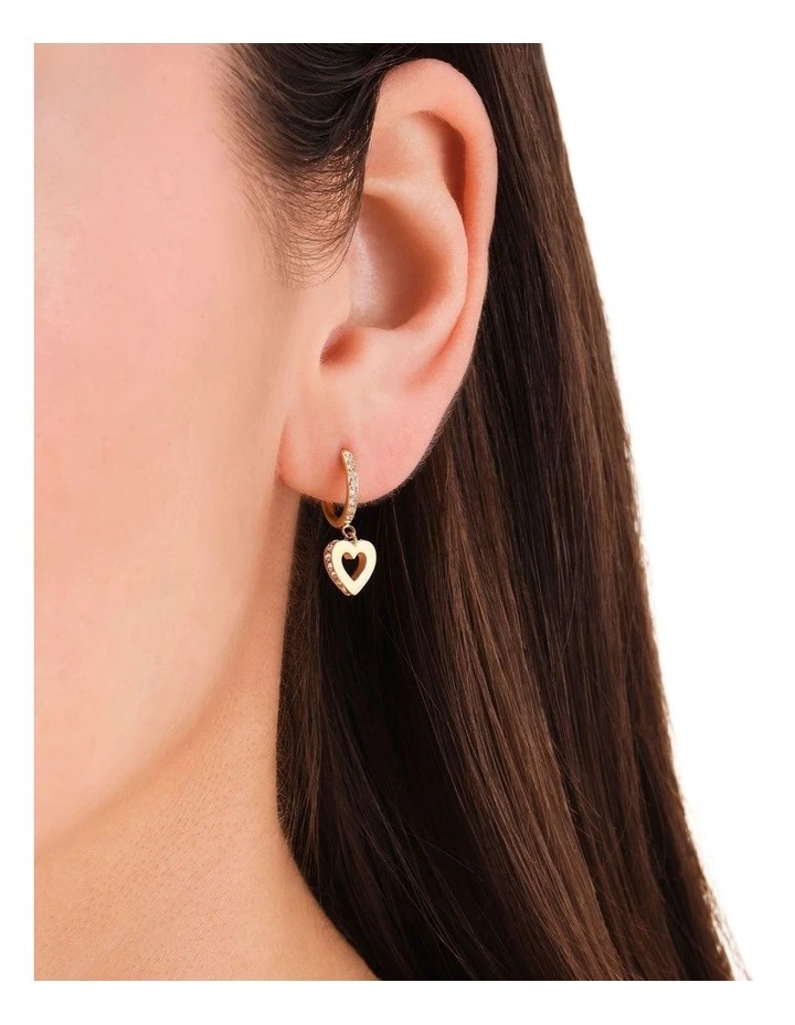 Hollow Heart Hoop Earrings in Gold-Tone image 2