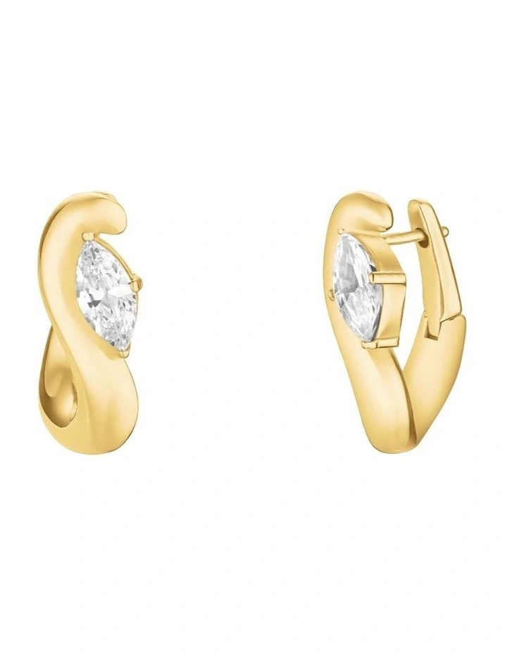 Marquise Wave Hoop Earrings in Gold-Tone image 1