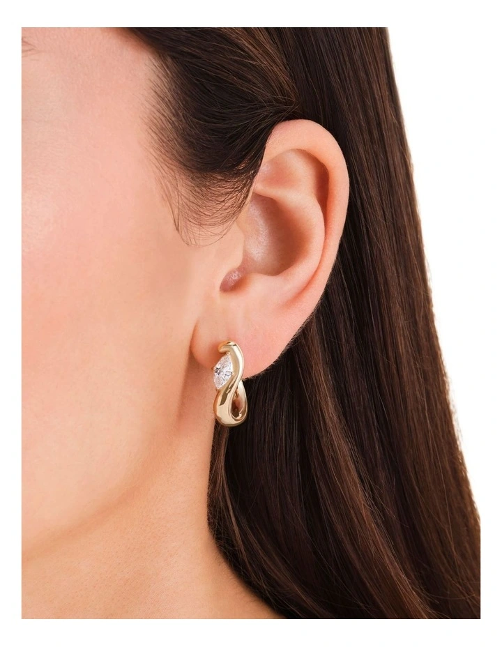 Marquise Wave Hoop Earrings in Gold-Tone image 2