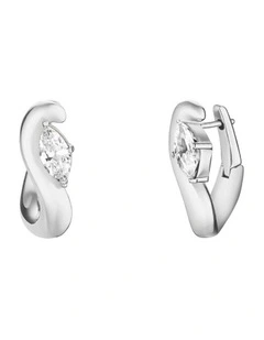 Marquise Wave Hoop Earrings in Silver-Tone