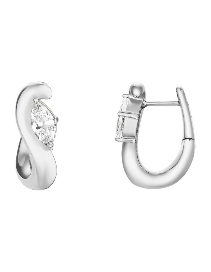 Marquise Wave Hoop Earrings in Silver-Tone image 3