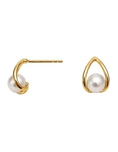 Pearl Wishbone Earrings in Gold