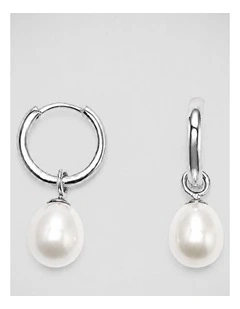 Versatile Pearl Hoop Earrings in Silver