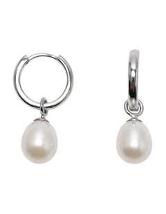 Versatile Pearl Hoop Earrings in Silver
